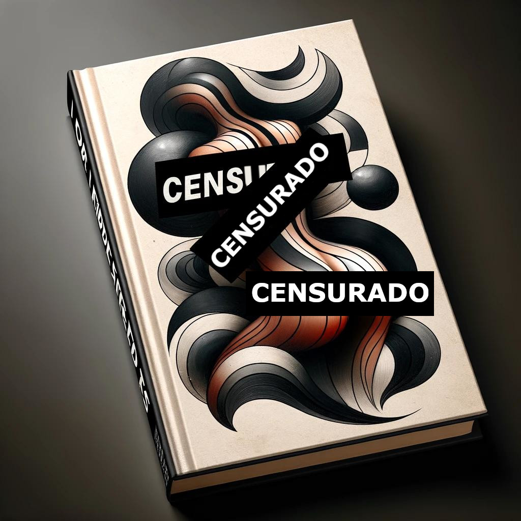 Um livro com um desenho abstrato do corpo de uma pessoa nua onde as partes explícitas estão censuradas