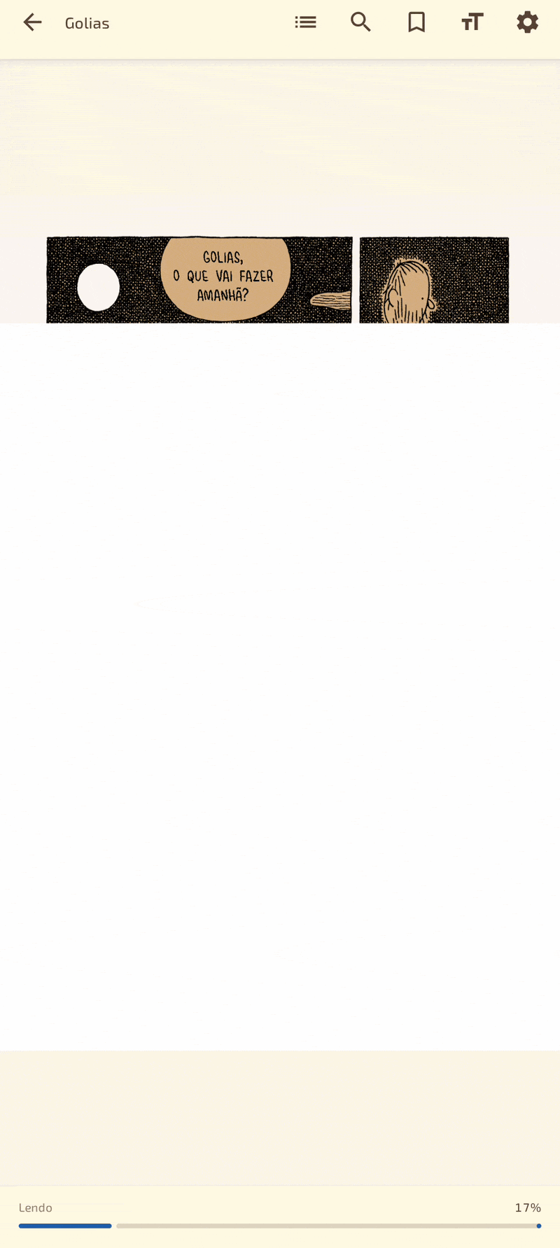 Um curto gif mostrando quão lento estava o carregamento das tirinhas, levando dezenas de segundos para que uma única página fosse desenhada.